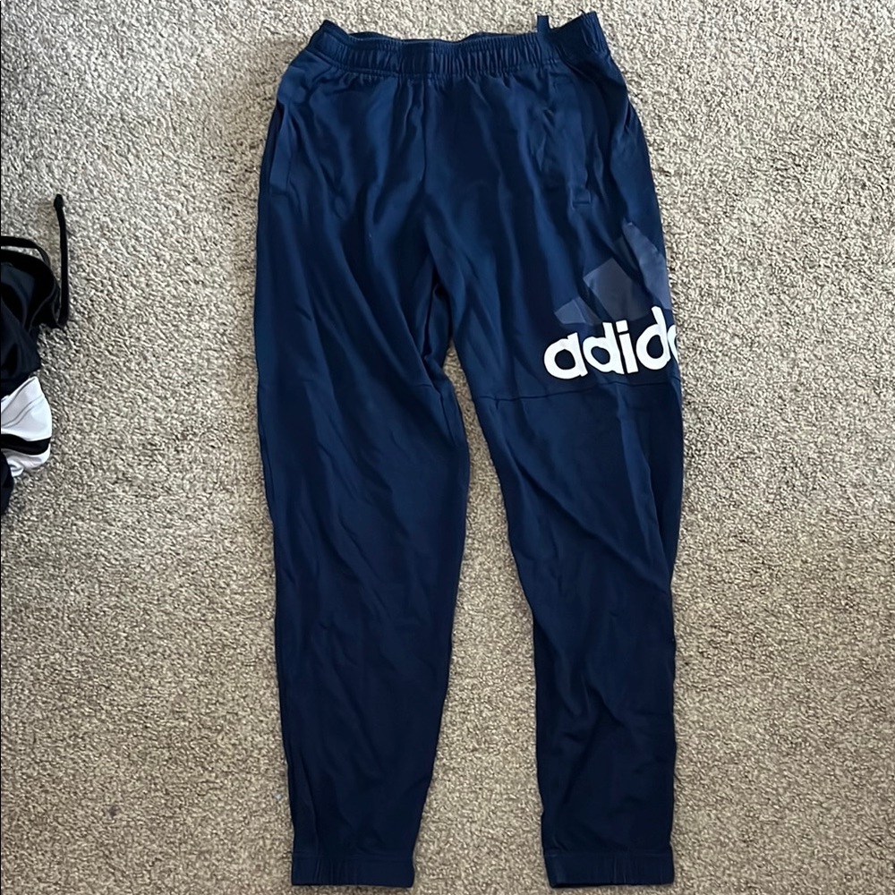 Adidas Kids Dark Blue Joggers with White Logo